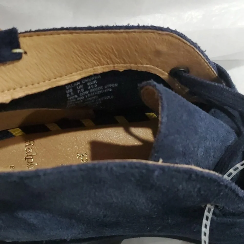 Polo Ralph Lauren navy Blue suede Talan Chukka lace up oxford boots size 8.5 new